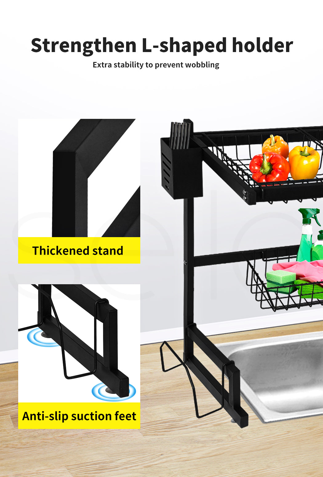 Toque Dish Drying Rack – Stainless Steel Over-Sink Cup & Cutlery Organizer
