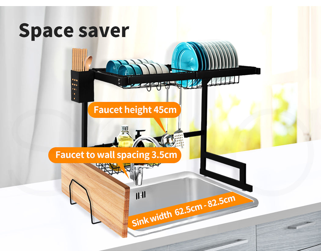 Toque Dish Drying Rack – Stainless Steel Over-Sink Cup & Cutlery Organizer