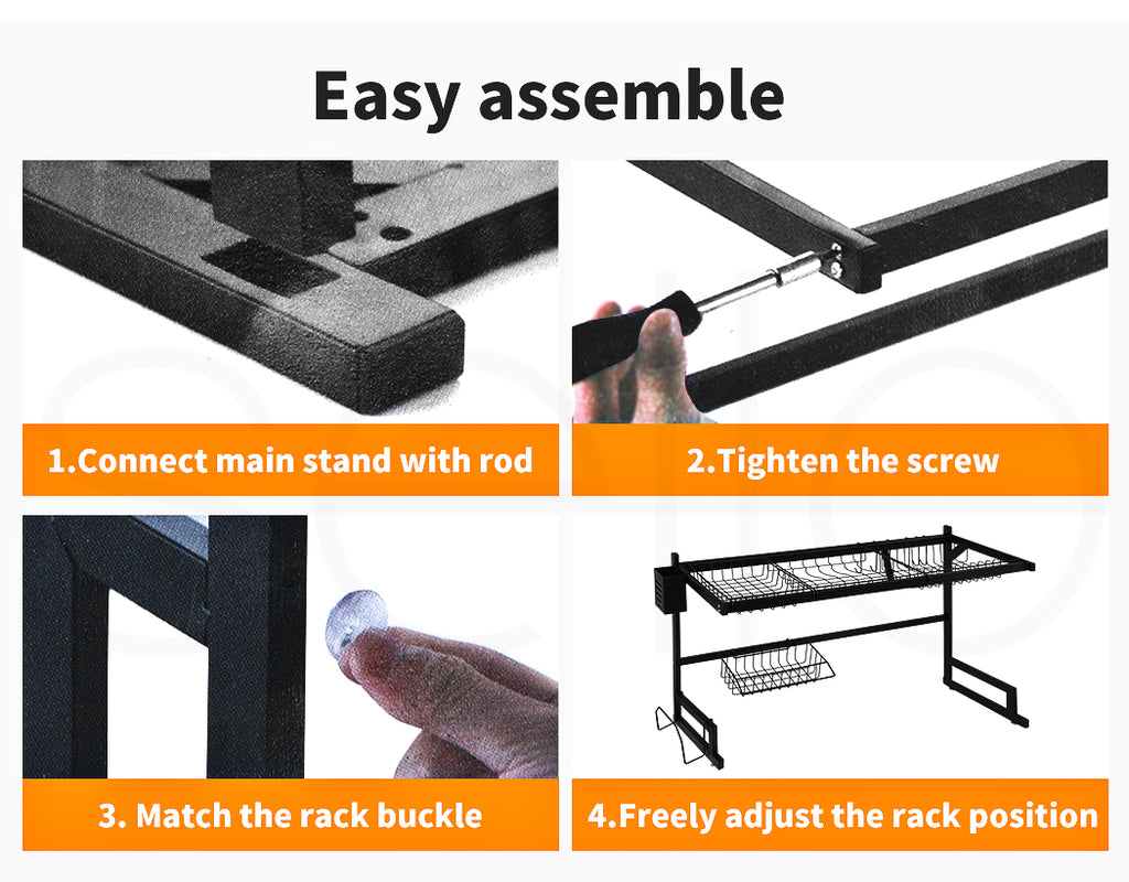Toque Dish Drying Rack – Stainless Steel Over-Sink Cup & Cutlery Organizer