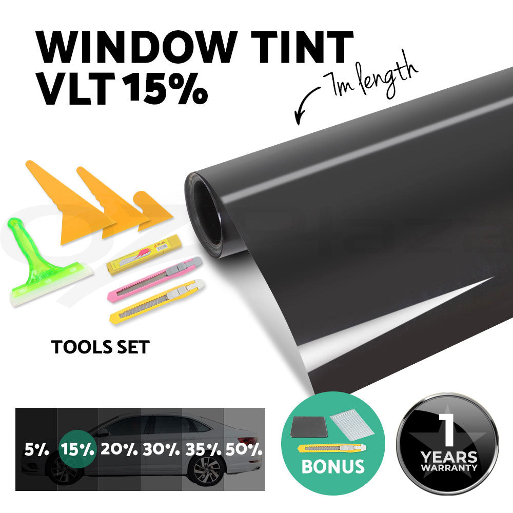 Giantz Window Tint Film Black Roll VLT 5% 15% 35% Car Home 76cmX7m Tinting Tools