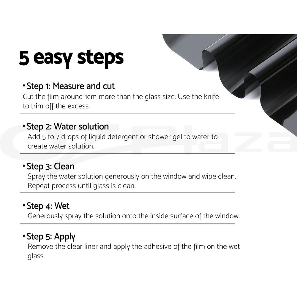 Giantz Window Tint Film Black Roll VLT 5% 15% 35% Car Home 76cmX7m Tinting Tools