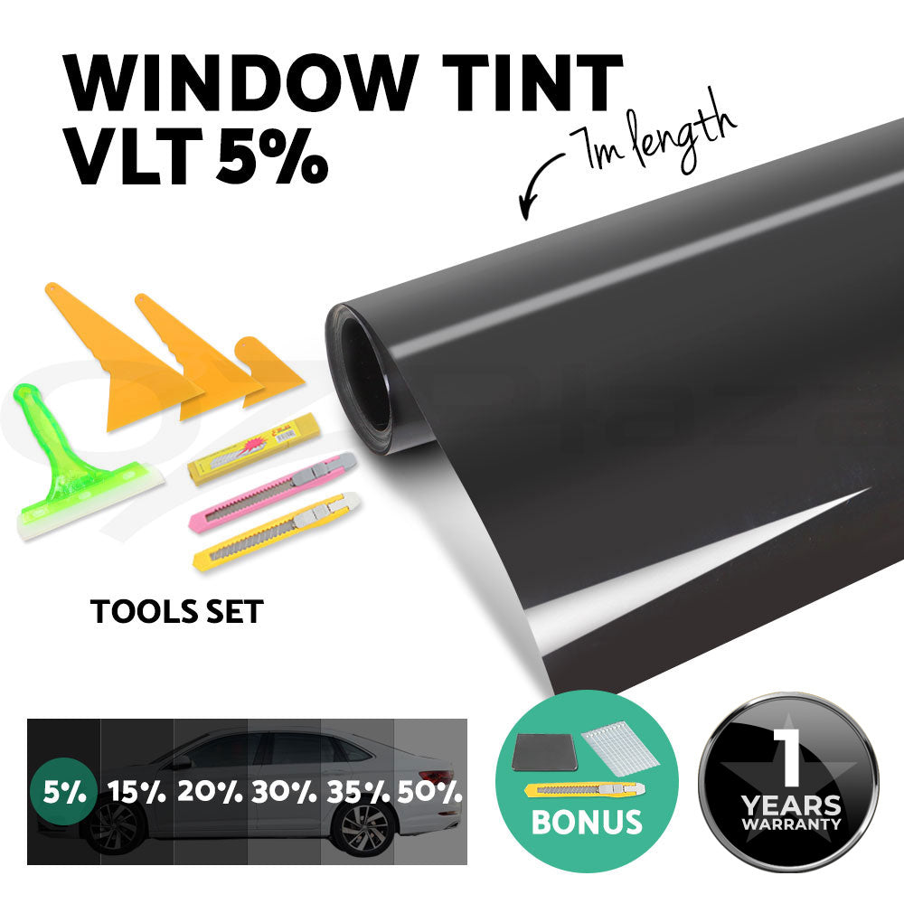 Giantz Window Tint Film Black Roll VLT 5% 15% 35% Car Home 76cmX7m Tinting Tools