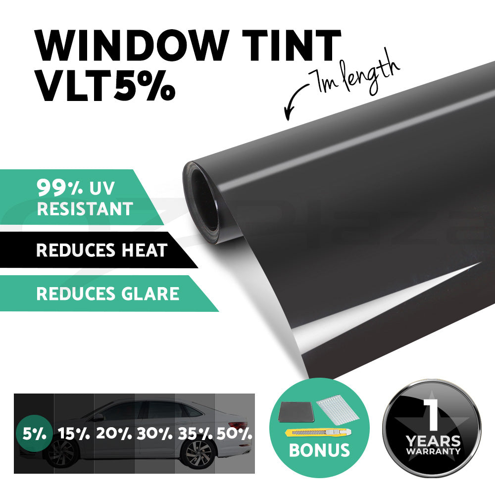 Giantz Window Tint Film Black Roll VLT 5% 15% 35% Car Home 76cmX7m Tinting Tools