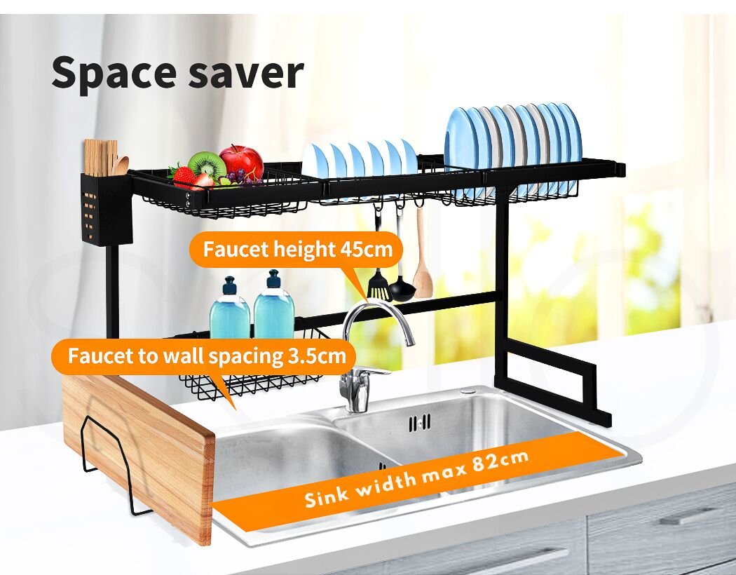Toque Dish Drying Rack – Stainless Steel Over-Sink Cup & Cutlery Organizer