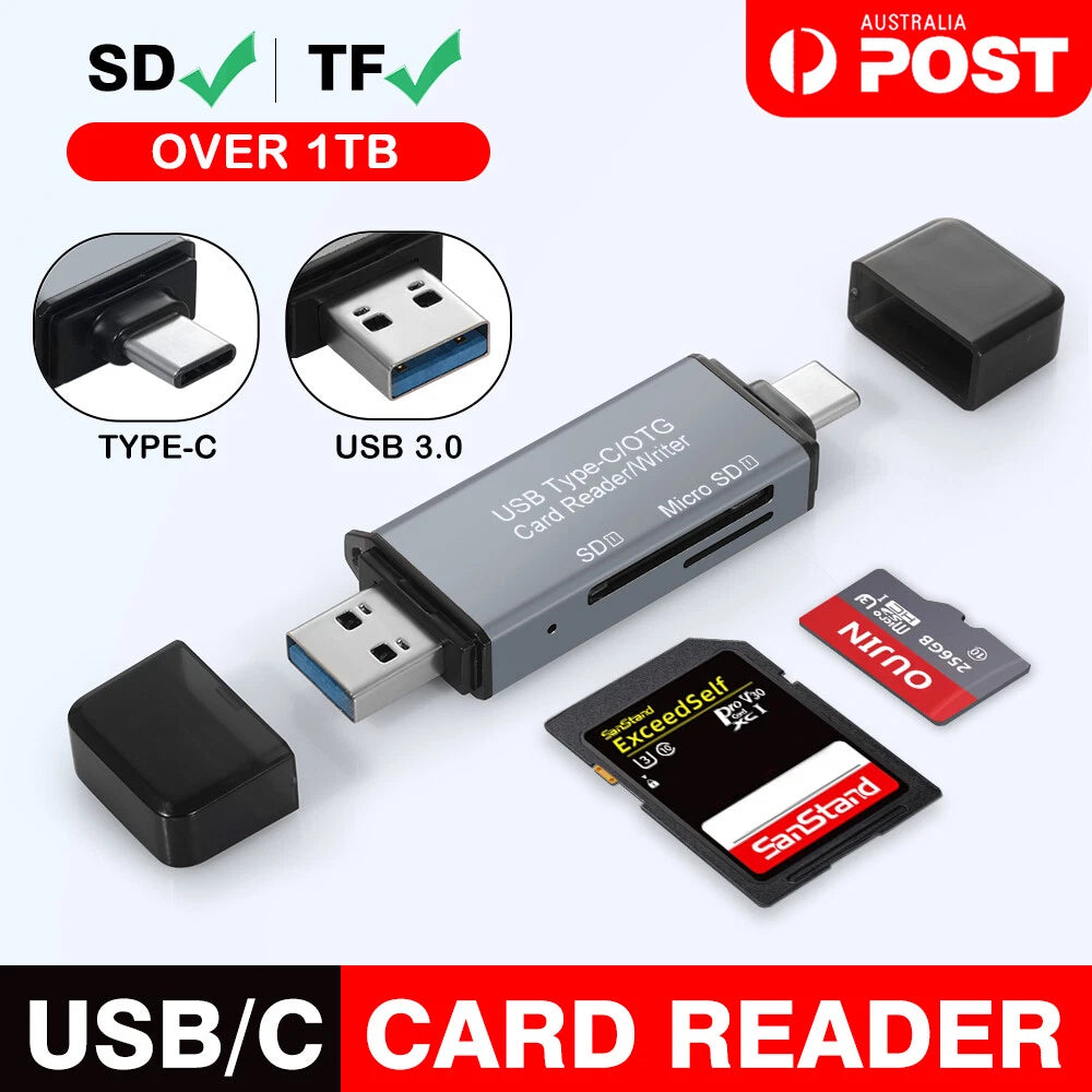 USB-C OTG Adapter SD TF Micro Card Reader For iPhone Samsung MacBook PC Laptop