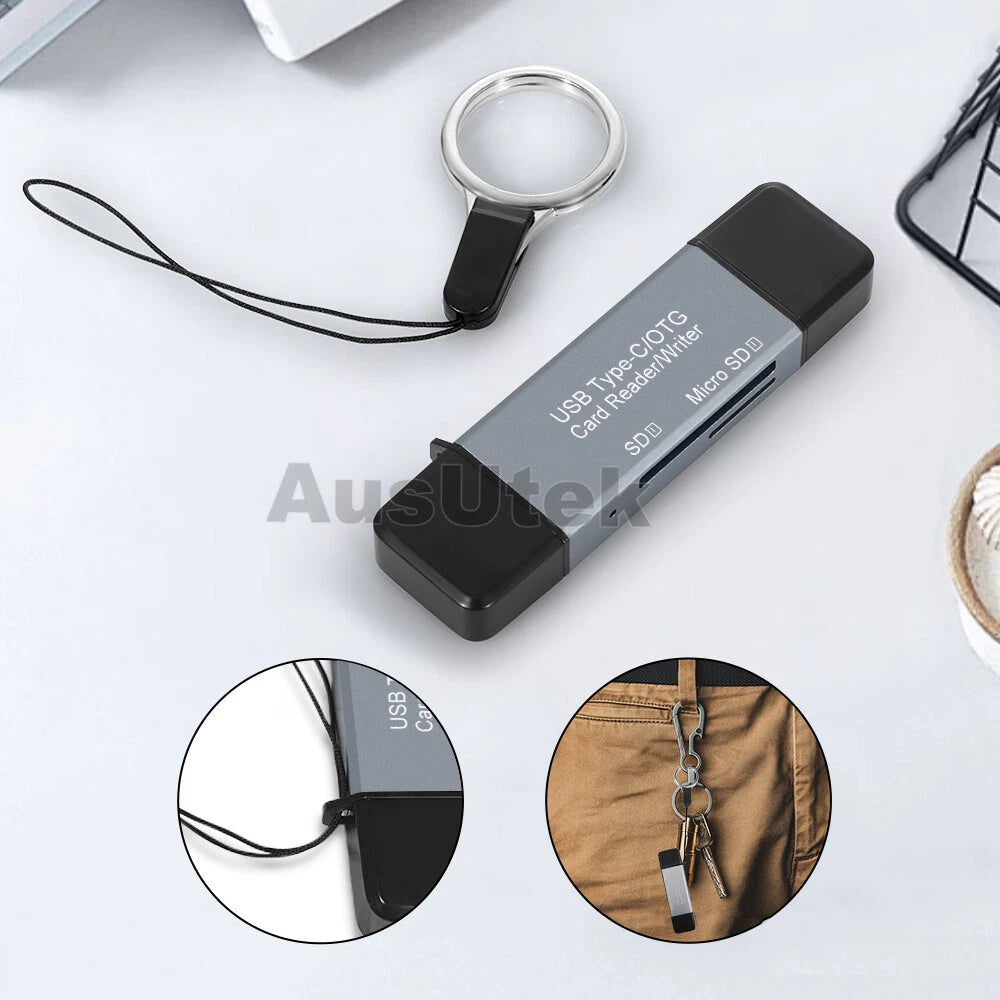 USB-C OTG Adapter SD TF Micro Card Reader For iPhone Samsung MacBook PC Laptop