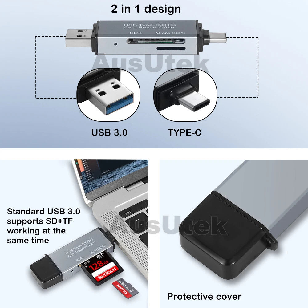 USB-C OTG Adapter SD TF Micro Card Reader For iPhone Samsung MacBook PC Laptop