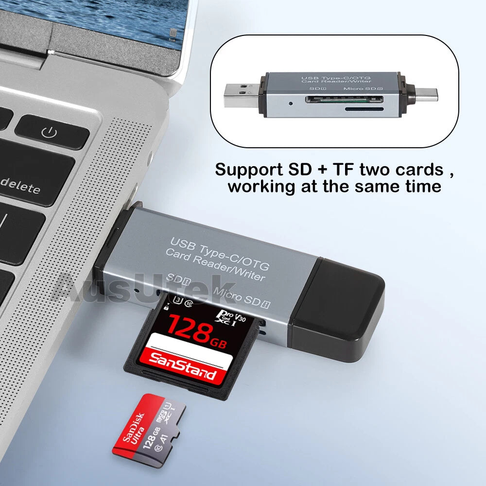 USB-C OTG Adapter SD TF Micro Card Reader For iPhone Samsung MacBook PC Laptop