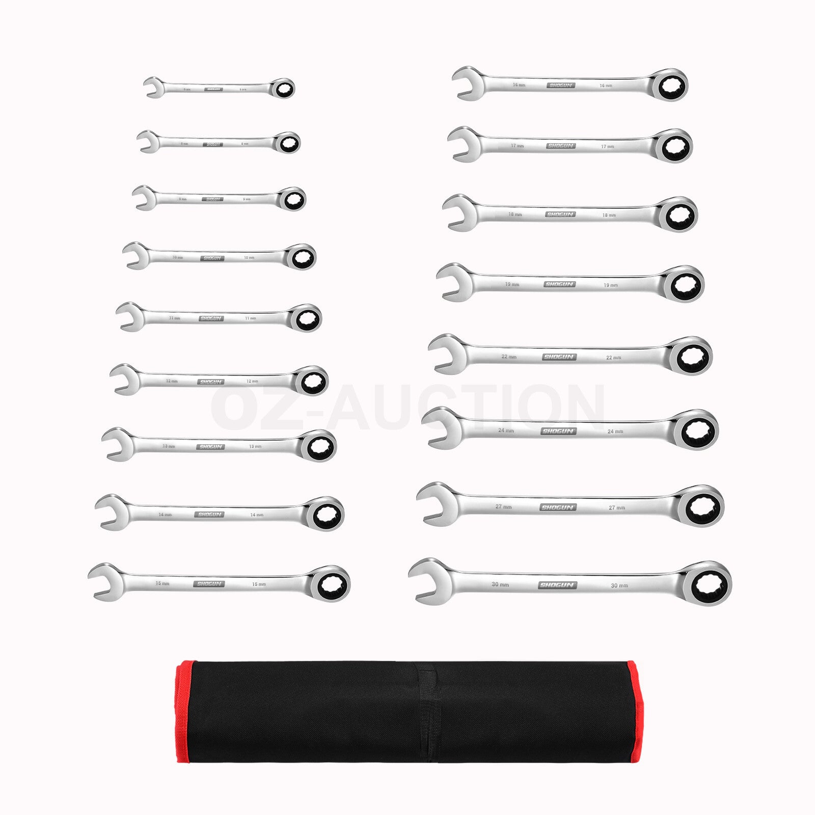 17PCS 6-30MM Ratchet Spanner Set – CRV 90-Tooth Metric Wrench