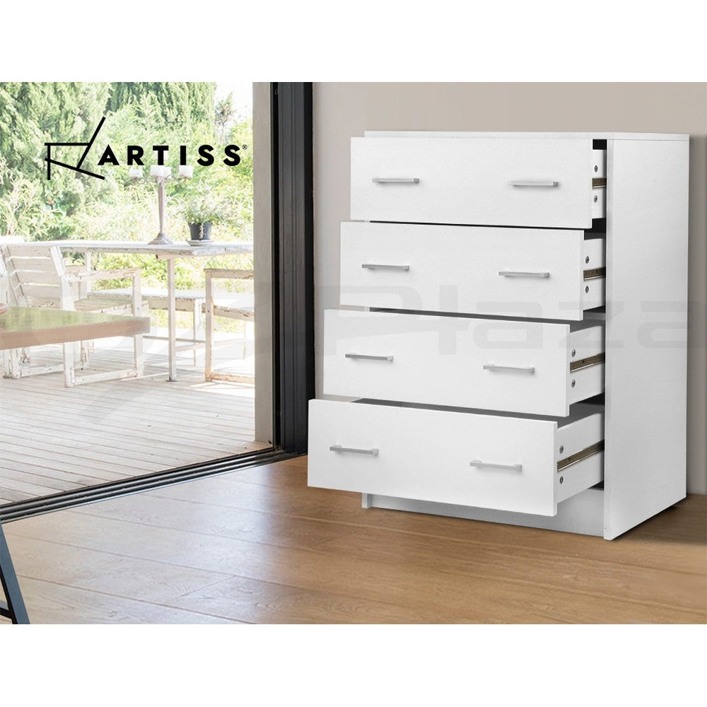 4 Drawer Chest Tallboy Storage Cabinet White