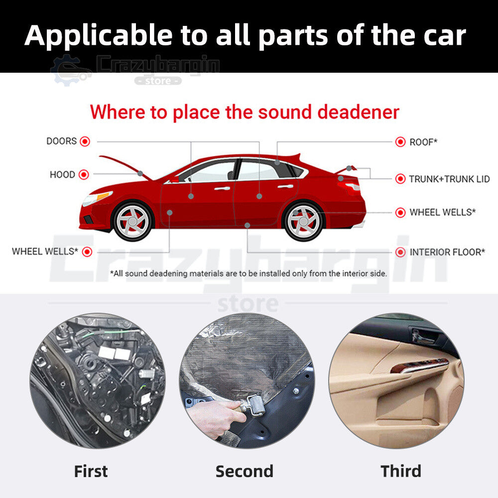 1x5M Car Sound Deadener – Foam Insulation Mat Heat & Noise Shield