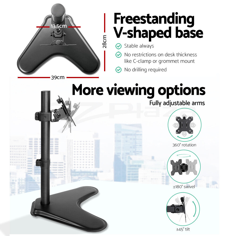Freestanding Single Monitor Desk Stand Arm TV Mount