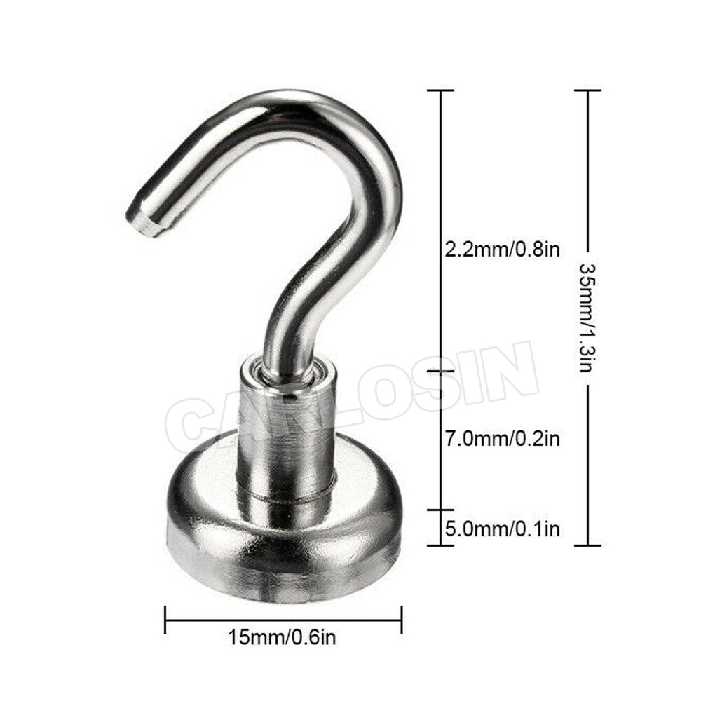 12x Neodymium Magnet Hooks Rare Earth Magnetic Hanger Holder 8kg AU