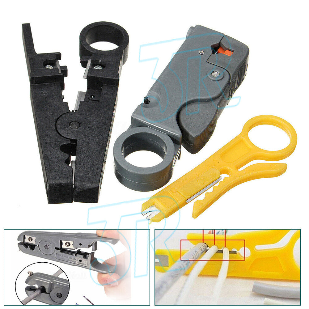 LAN Network Cable Tool Kit CAT5/6 Crimper RJ45 Tester Stripper Punch Down