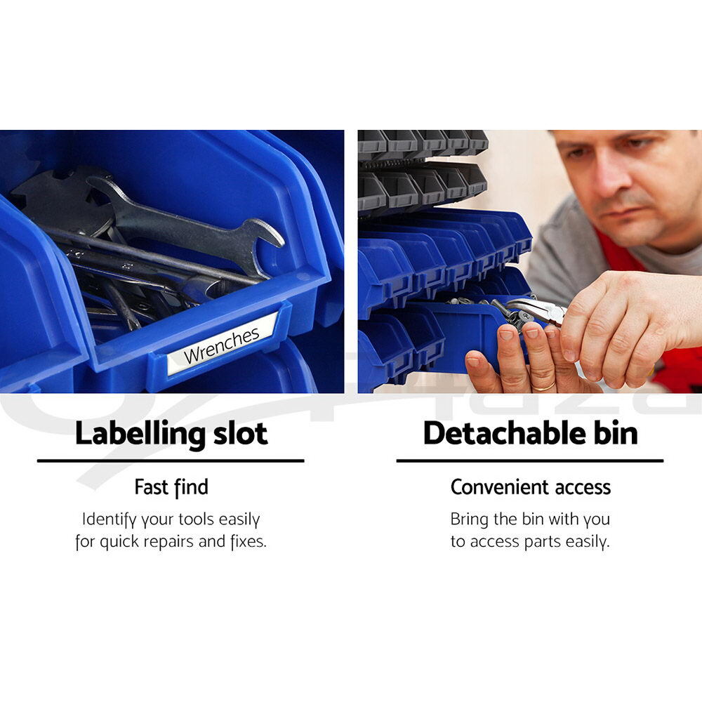 Giantz 30 Storage Bin Rack Wall Mounted Tools Shelves Organiser Workshop Garage