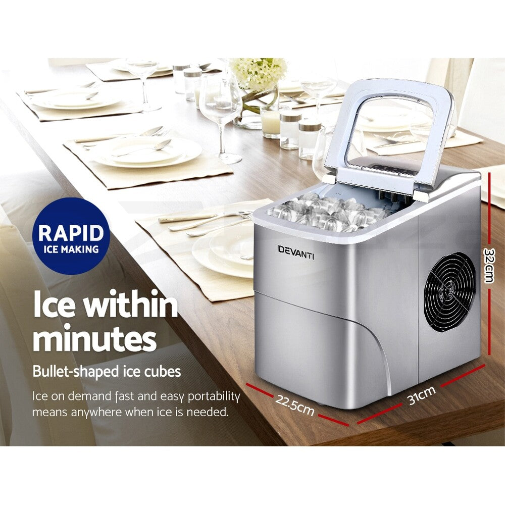 Portable Ice Maker Ice Cube Machine 2L Countertop Silver