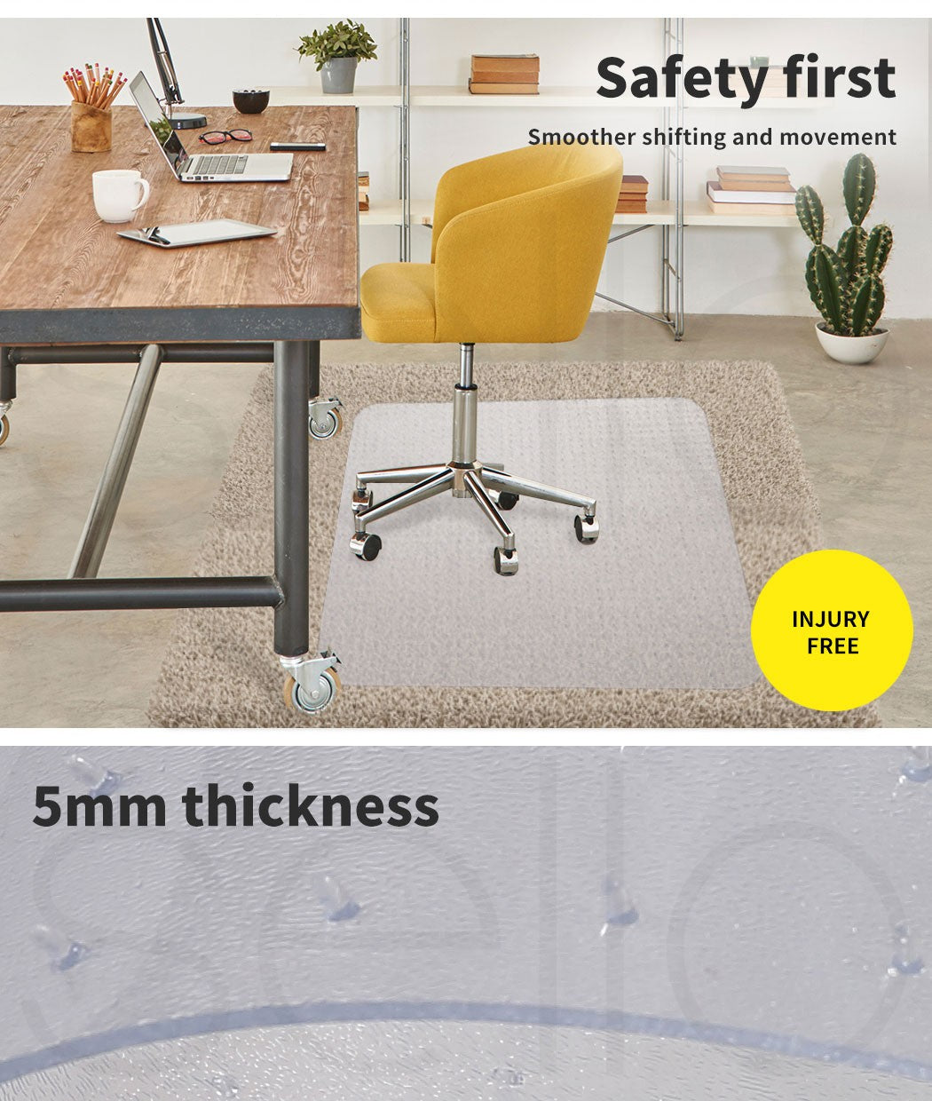 Marlow Chair Mat – Office Carpet Floor Protector 120x90cm