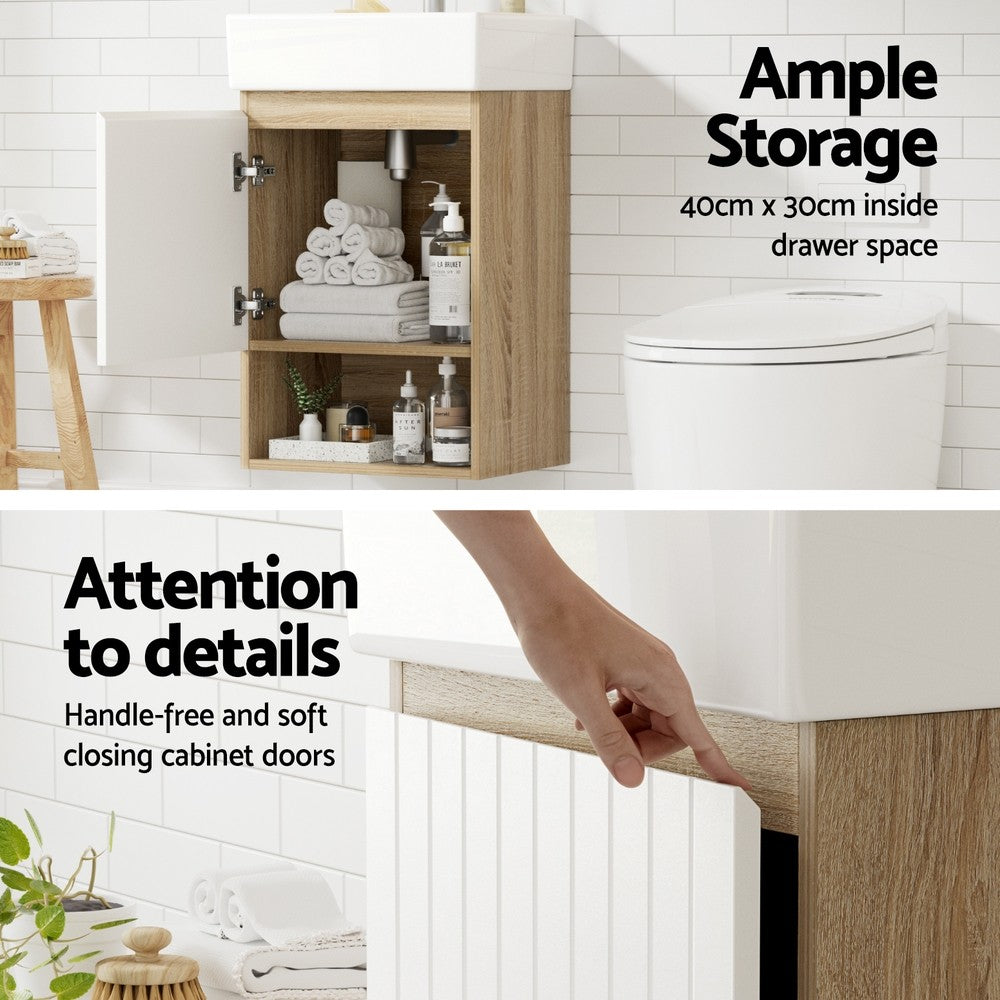 445mm Bathroom Vanity Unit Basin Wall Hung Cabinet White