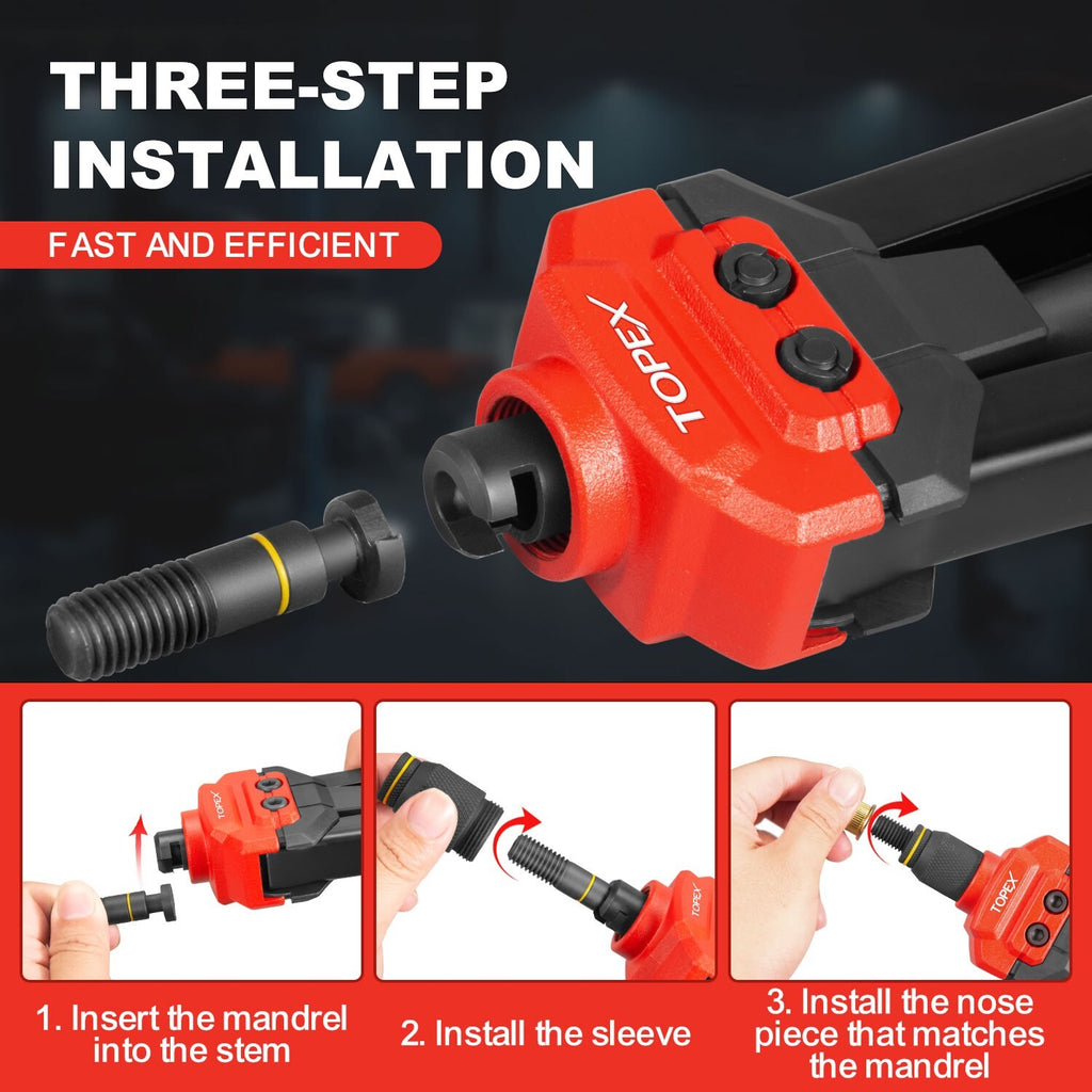 160pc Heavy Duty Nut Rivet Gun – Riveter Kit M3-M12