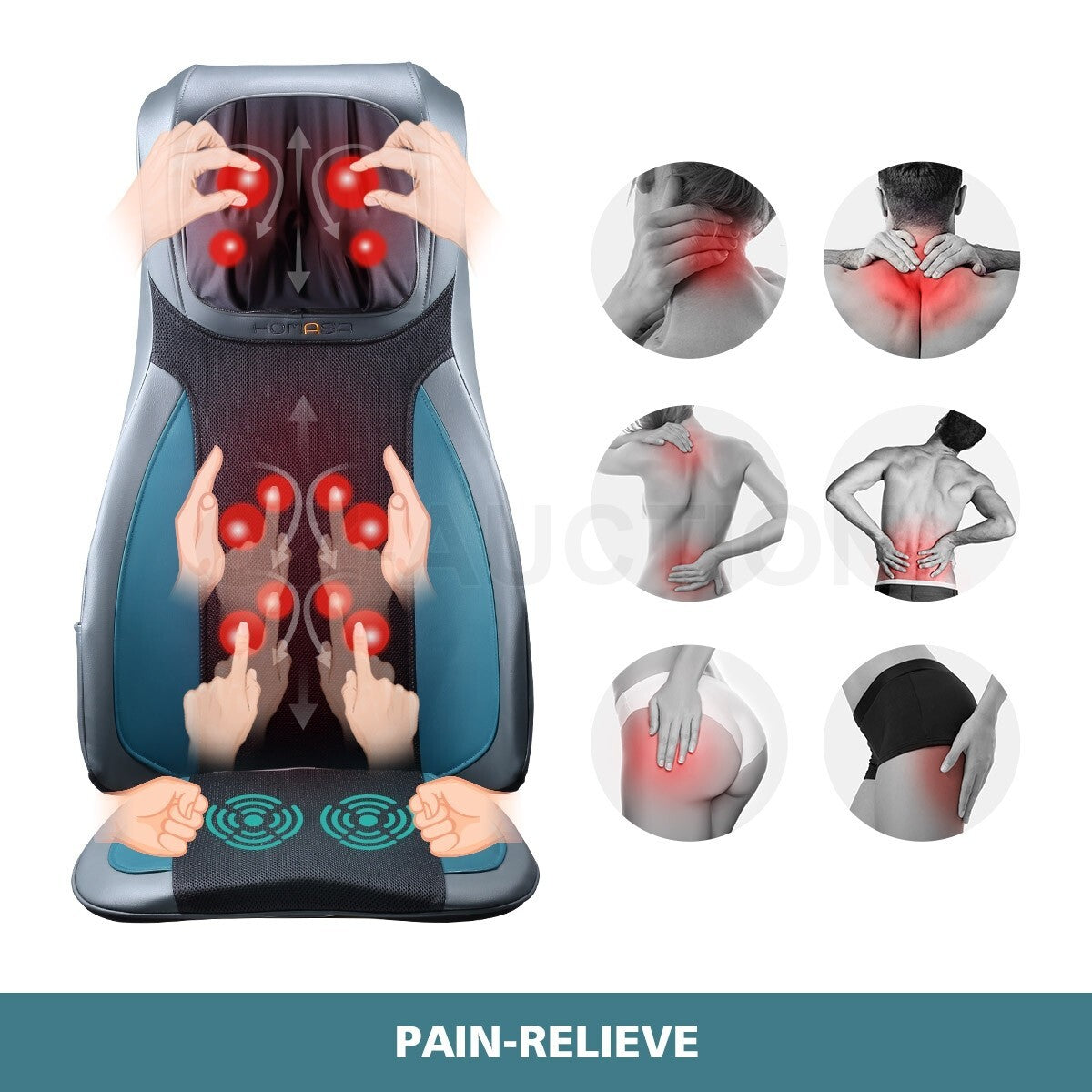 Shiatsu Massage Cushion – 12 Nodes Full Body, Neck & Back for Car/Chair