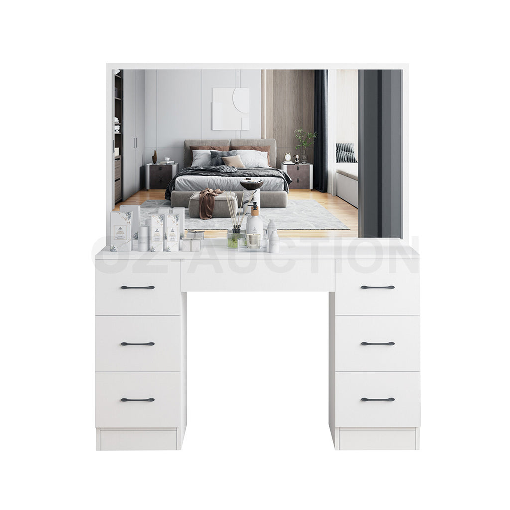 Large Dressing Table with Mirror – Modern Makeup Vanity, White