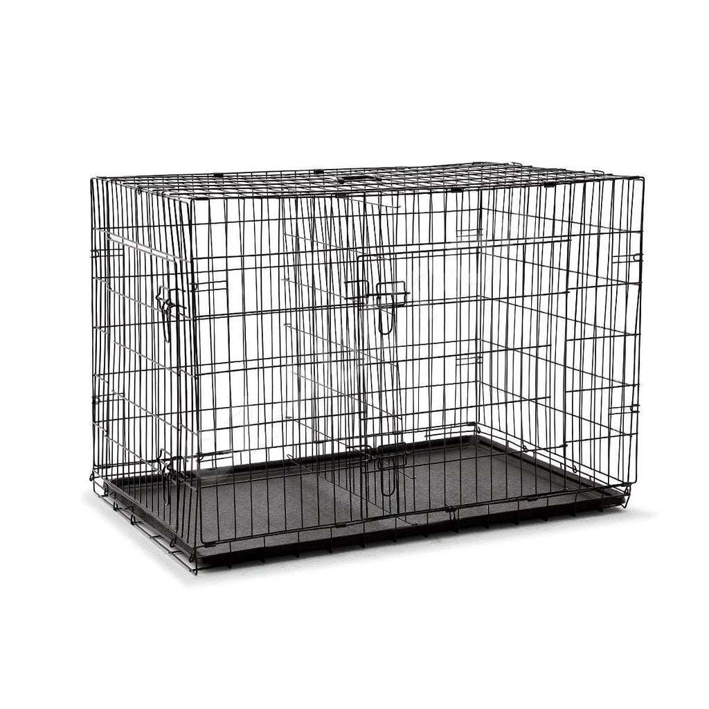 42" Portable Collapsible Metal Dog Cage Crate Kennel with Divider
