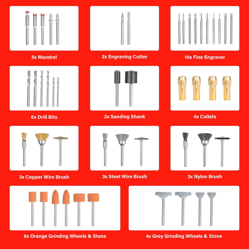 239pc Rotary Tool Kit – Grinding, Polishing & Craft Bits