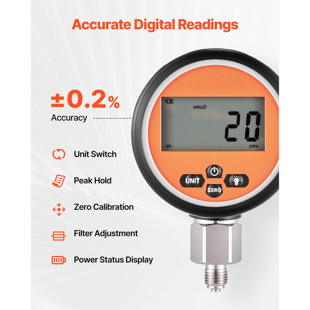 Uimoso Digital Hydraulic Pressure Test Kit with 700 Bar, 2 Gauges, 9 Couplings