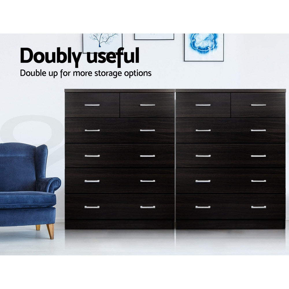 6 Drawer Chest Tallboy Storage Cabinet Walnut