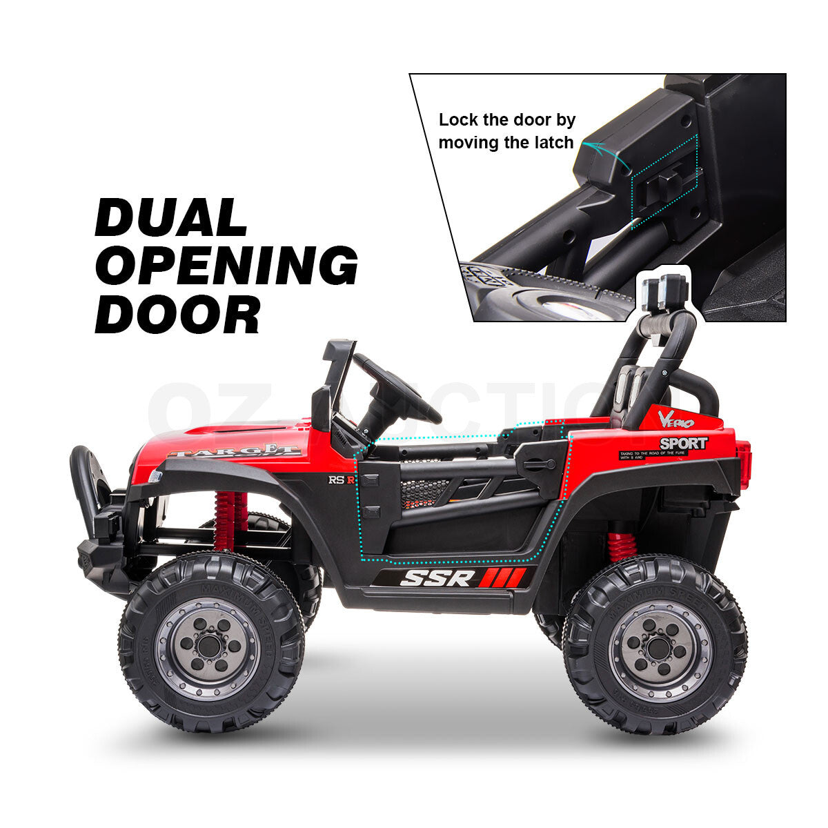Electric Ride-On Car – Off-Road RC Jeep Truck Toy for Kids, Red