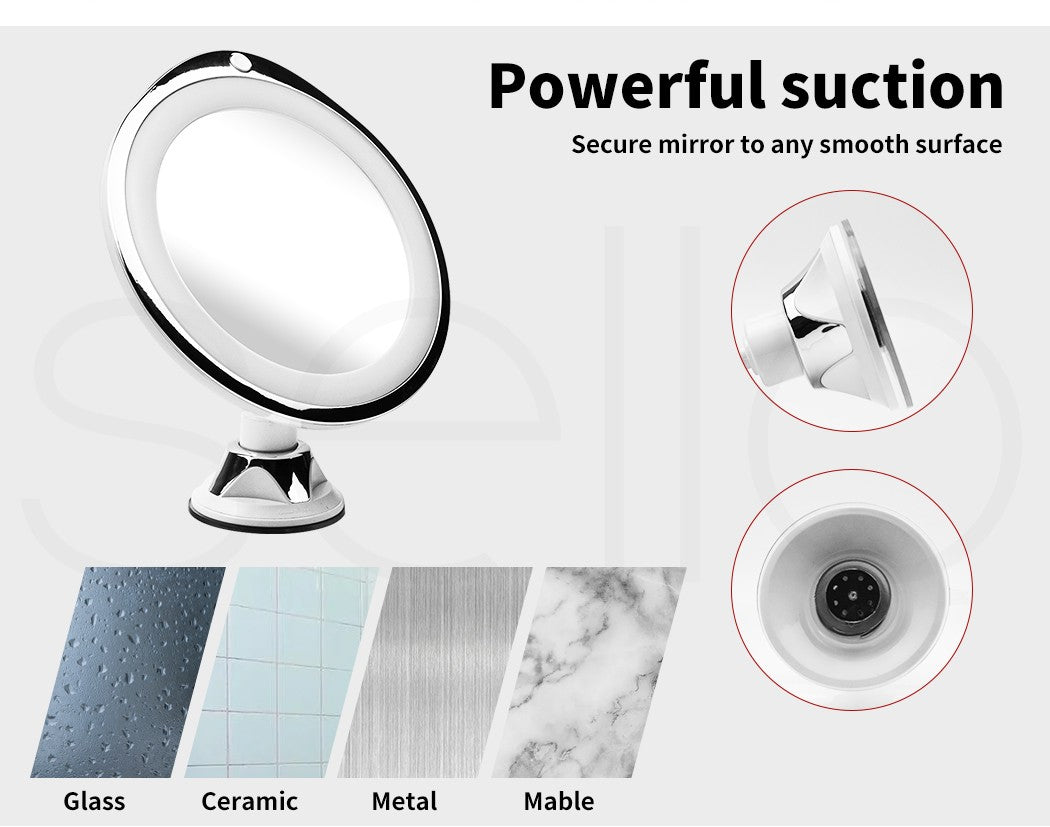 10x Magnifying Makeup Mirror – LED Light, 360° Rotating Cosmetic Mirror