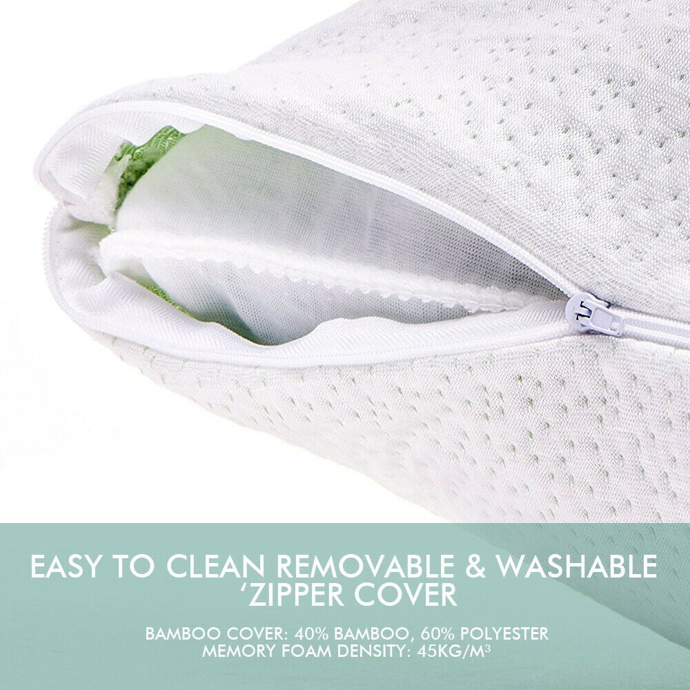 2-Pack Memory Foam Pillow – Dreamz Shredded Bamboo Bed Pillow 70x40cm