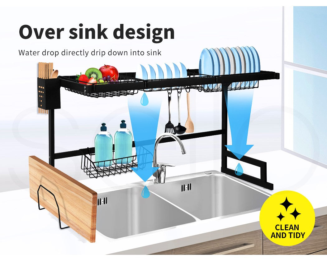 Toque Dish Drying Rack – Stainless Steel Over-Sink Cup & Cutlery Organizer