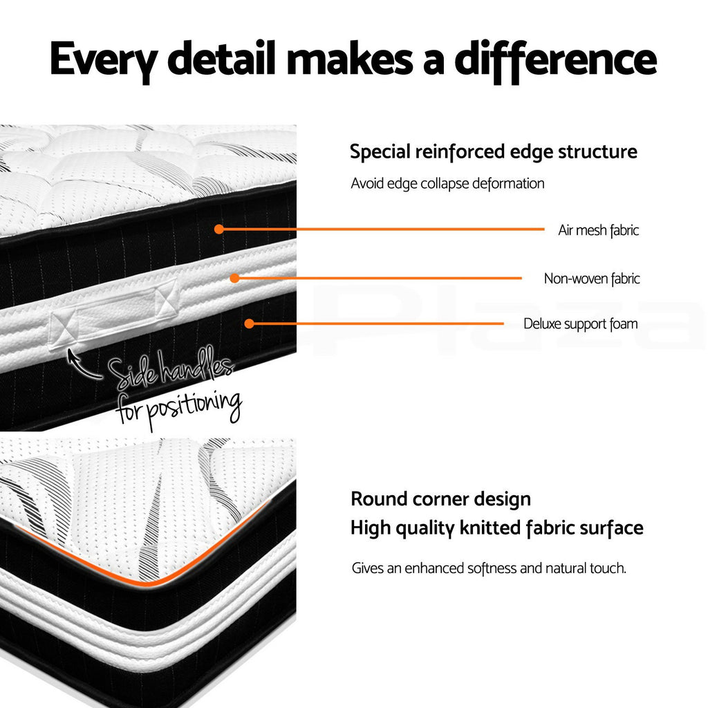 OVCN 30cm Euro Top Pocket Spring Mattress Medium Firm Queen