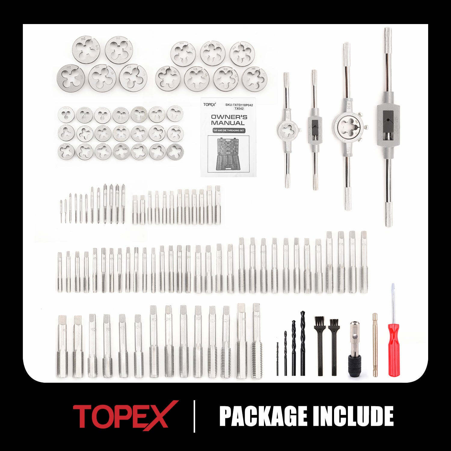 118pc Tap & Die Set – Metric Screw Thread Drill Kit M2-M18