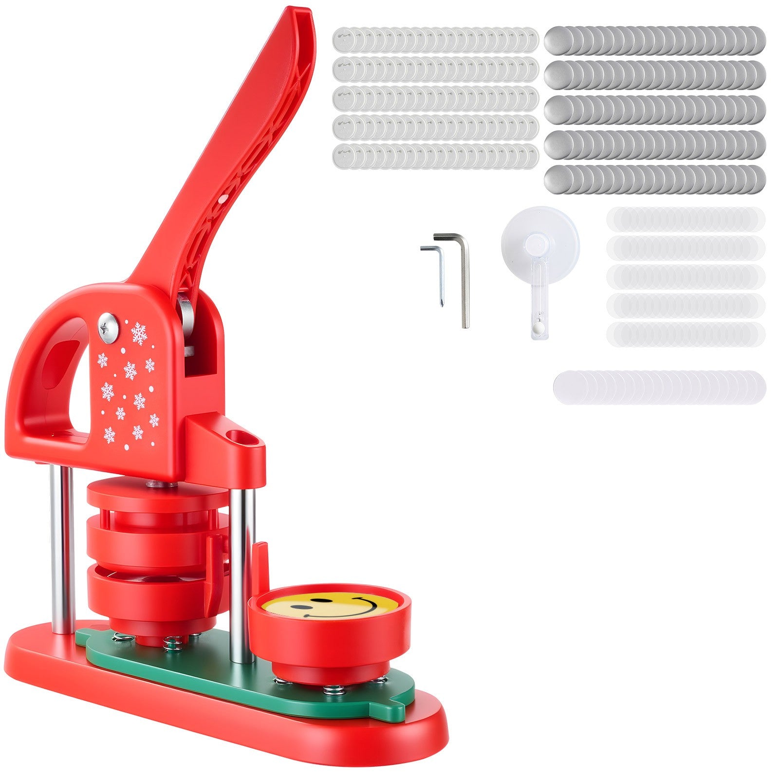 Uimoso Button Maker Machine 58 mm with 100 Plastic Pin Parts - Red