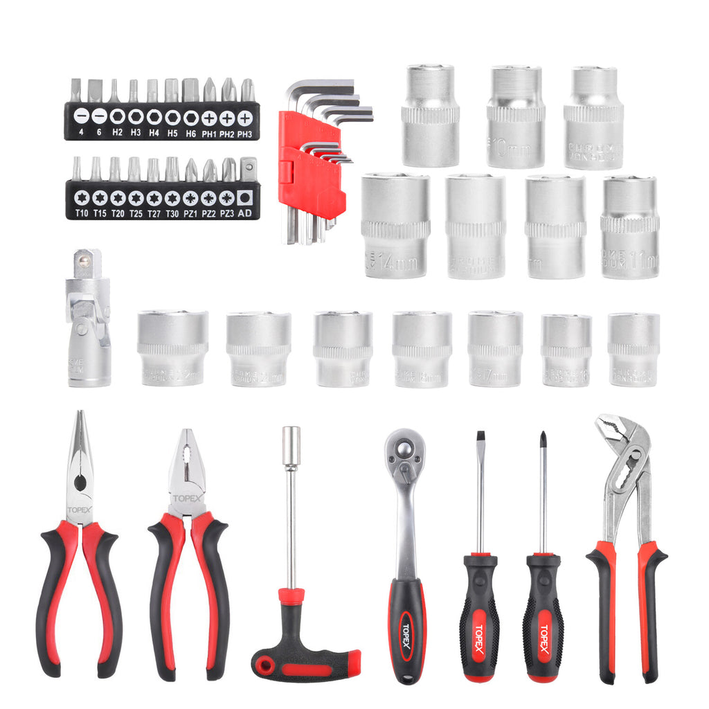 52pc Hand Tool Kit – Portable Home & Auto Repair Set with Case