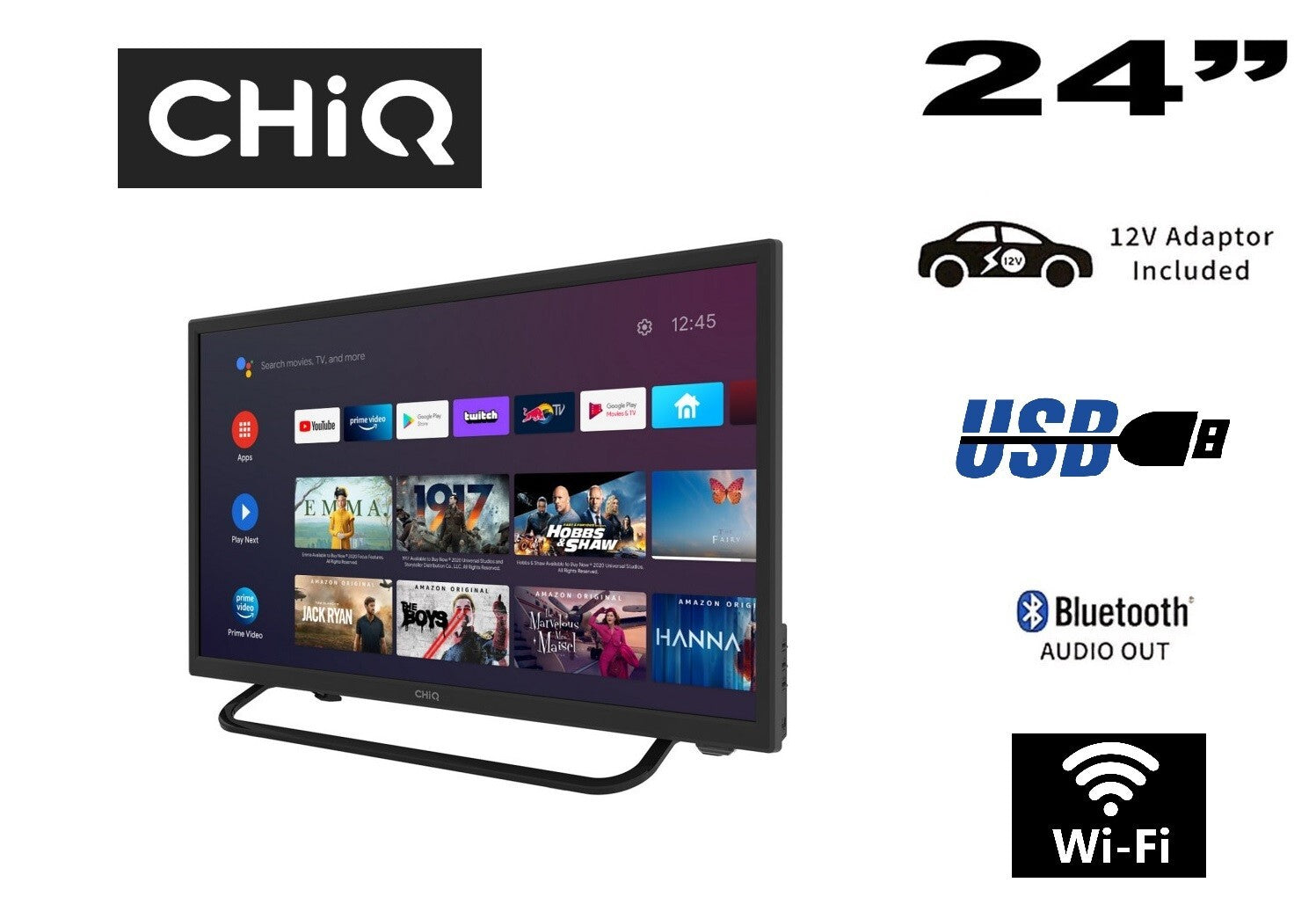 CHiQ L24D6C 24" HD HDR Android Smart LED TV – Netflix, Chromecast