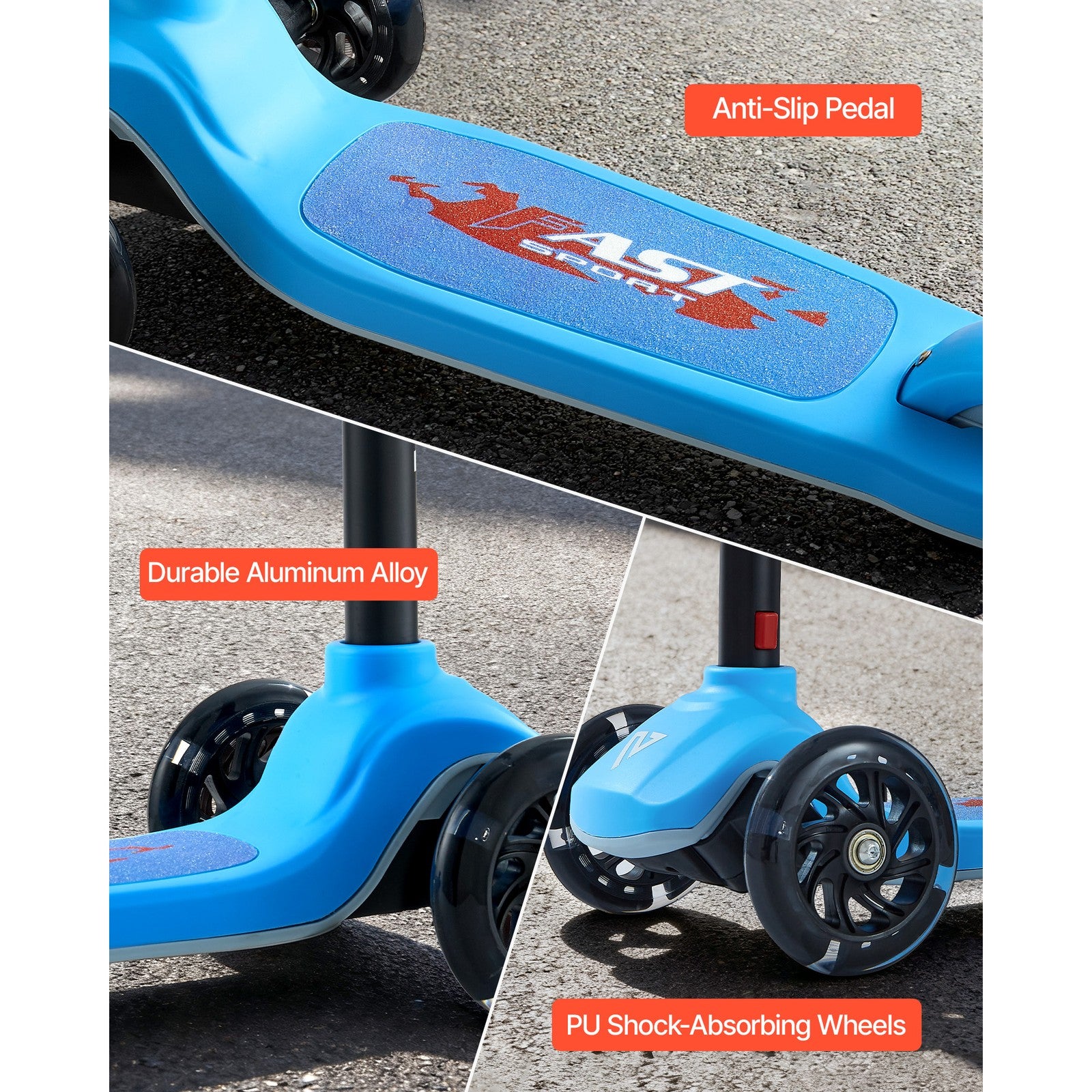 Uimoso Kick Scooter for Kids Ages 3+ with 3 Wheels, Adjustable Height, Blue