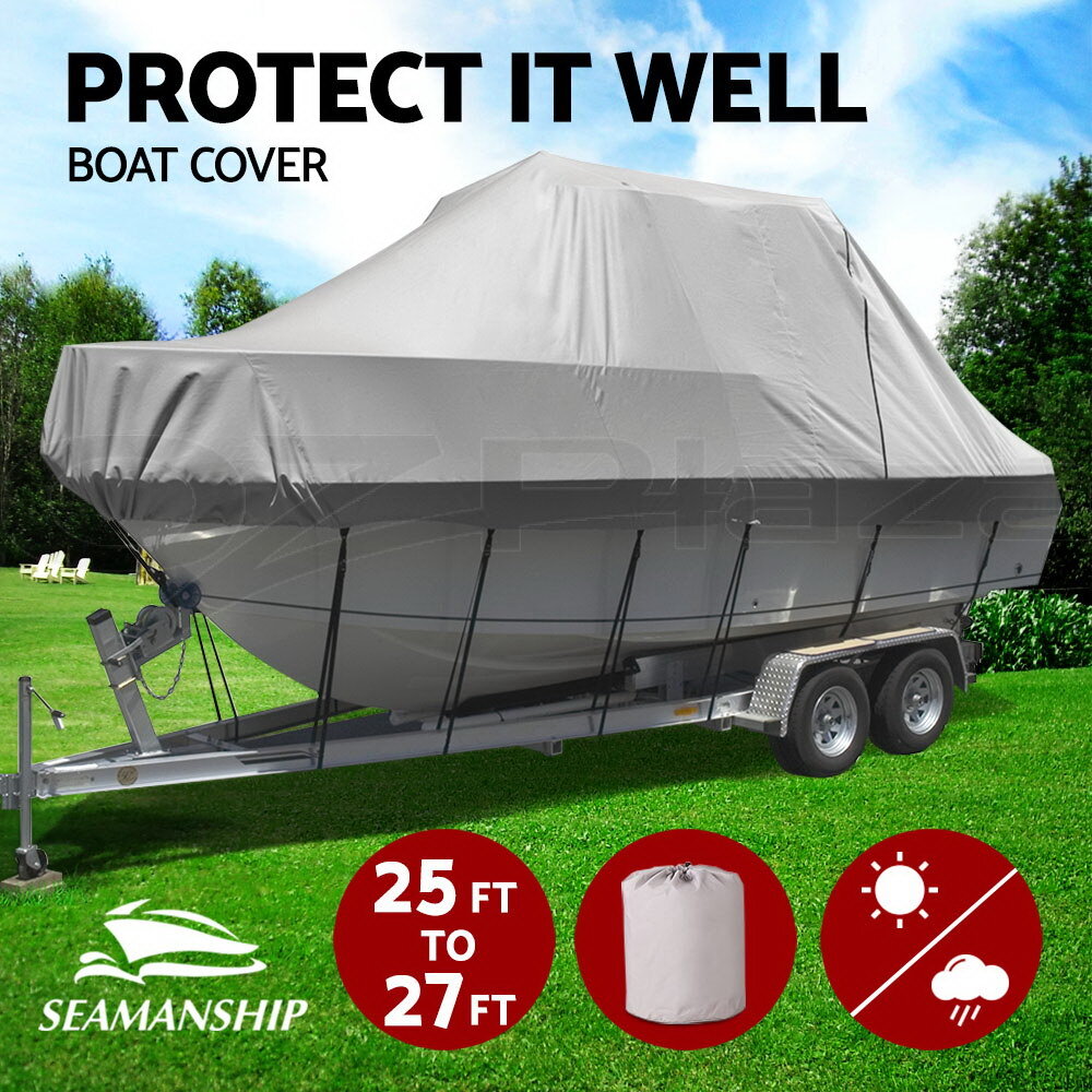 Boat Cover 25–27ft Trailerable 600D Heavy Duty Marine