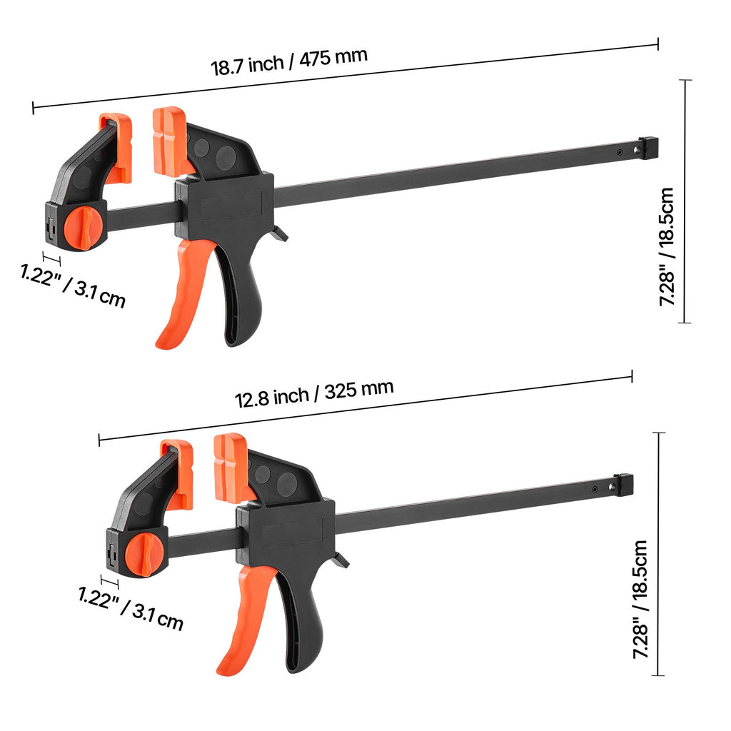 Uimoso Woodworking Bar Clamps Set: 2x 30.48cm & 2x 15.24cm Clamp/Spreader