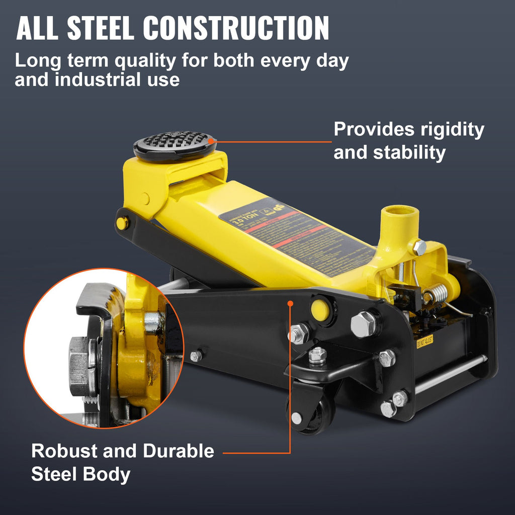 Uimoso Low Profile Floor Jack 3 Ton Heavy Steel Single Piston Hydraulic Pump