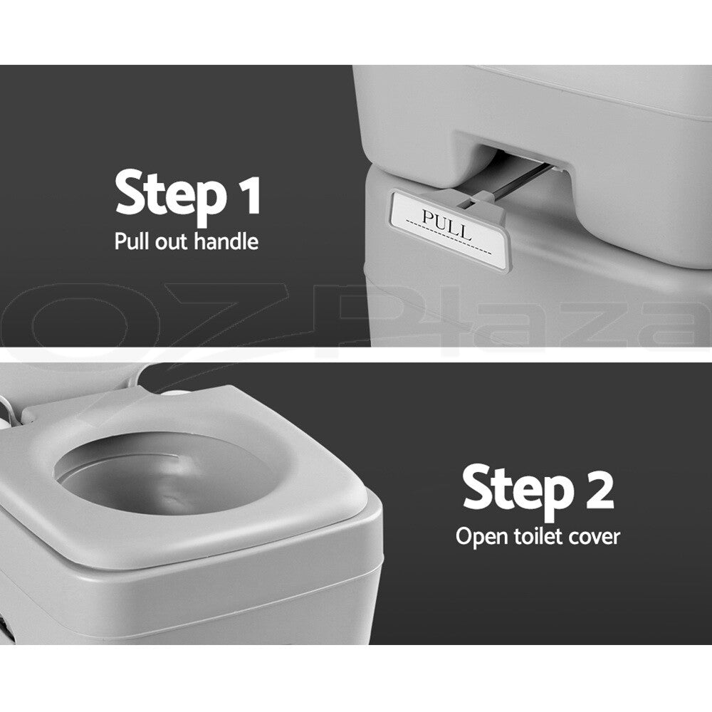Weisshorn 20L Portable Camping Toilet Flush Outdoor Potty Caravan Travel Boating