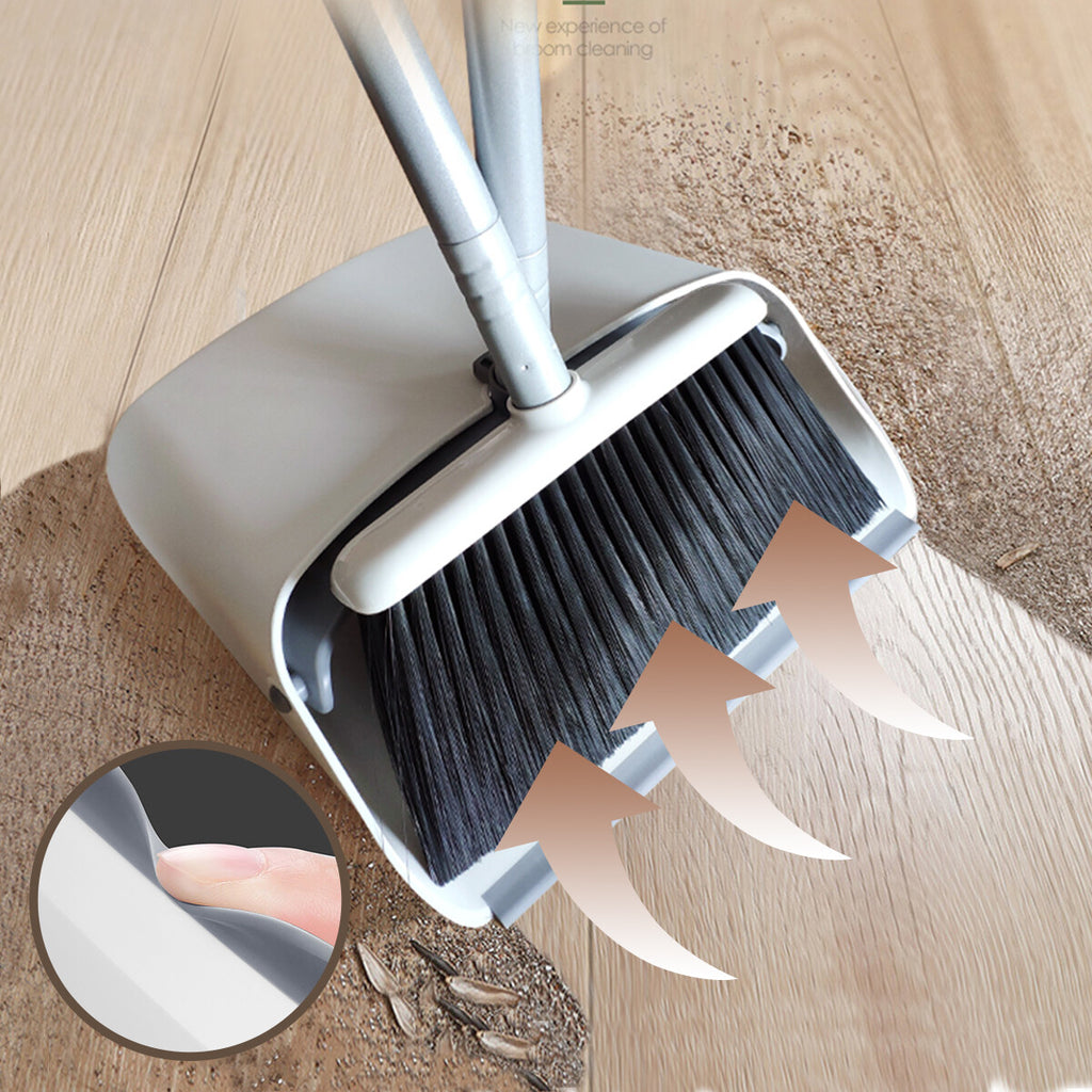 Long Handle Dustpan & Brush Set – Adjustable Broom with Holder
