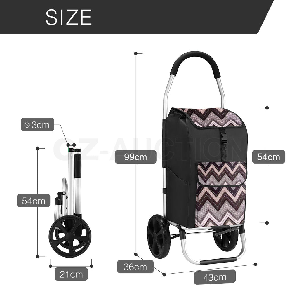 Foldable Aluminium Shopping Trolley – Grocery Cart with Wheels, Black
