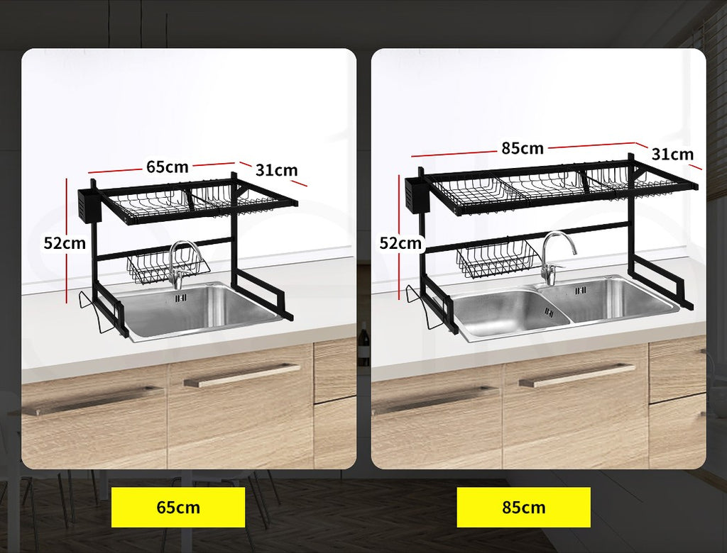 Toque Dish Drying Rack – Stainless Steel Over-Sink Cup & Cutlery Organizer