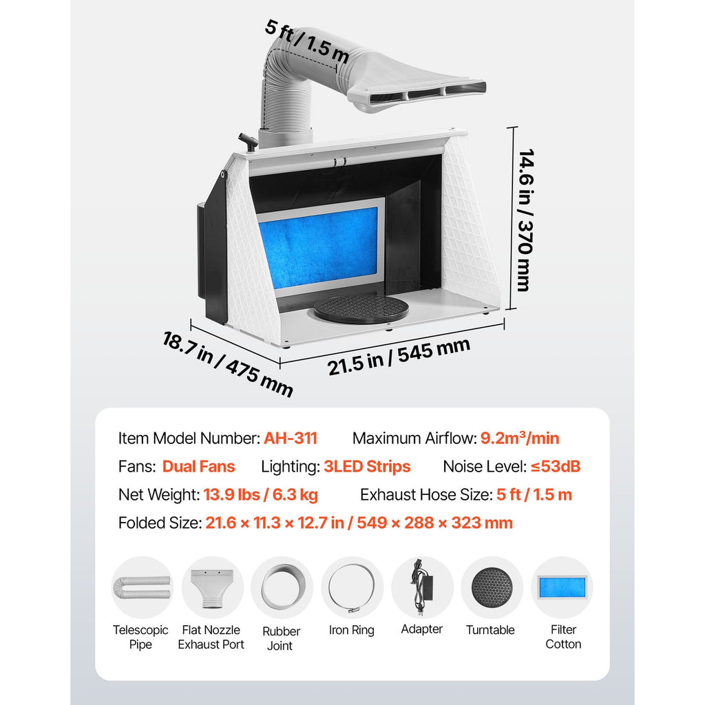 Uimoso Portable Airbrush Spray Booth with Dual Fans and LED Lighting