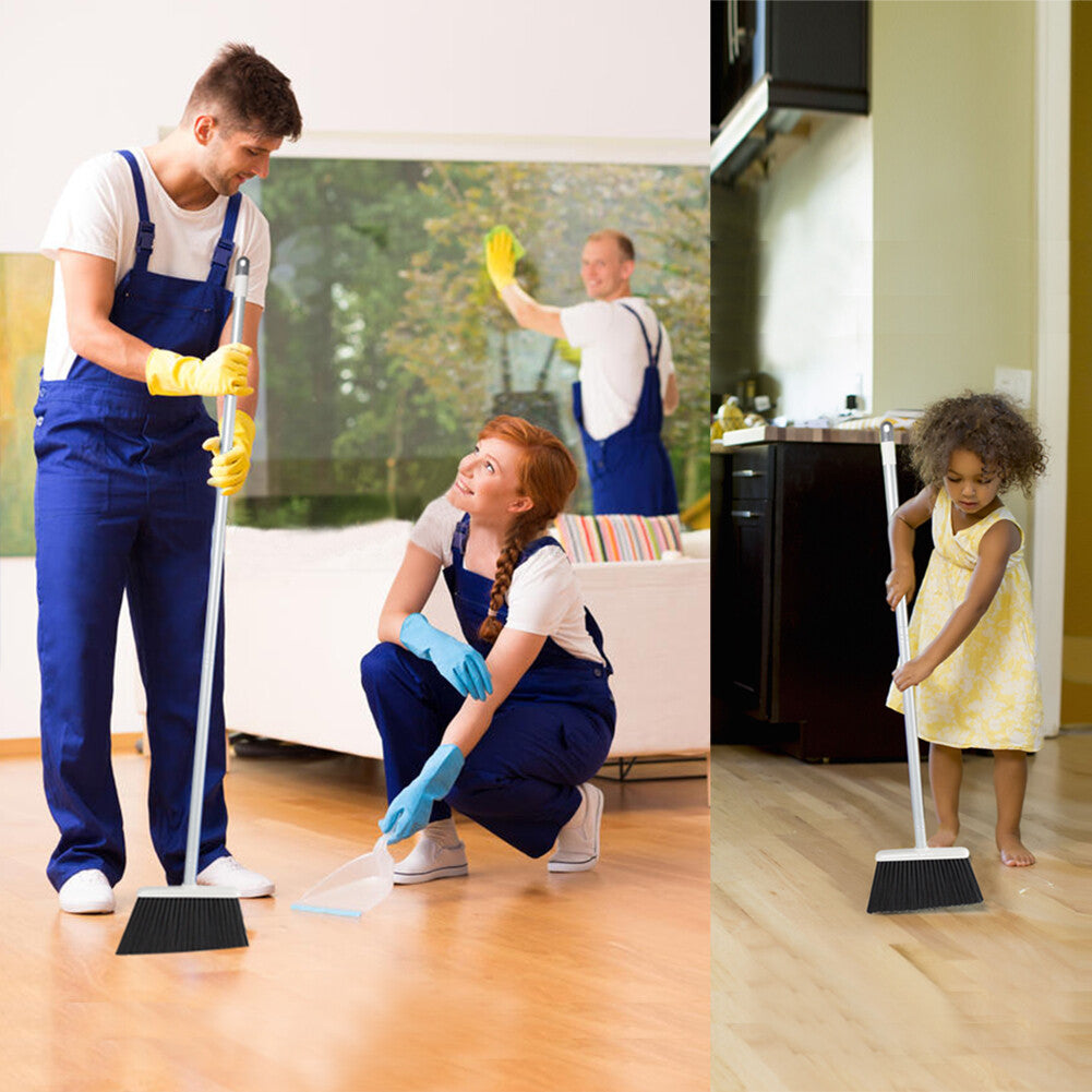 Long Handle Dustpan & Brush Set – Adjustable Broom with Holder