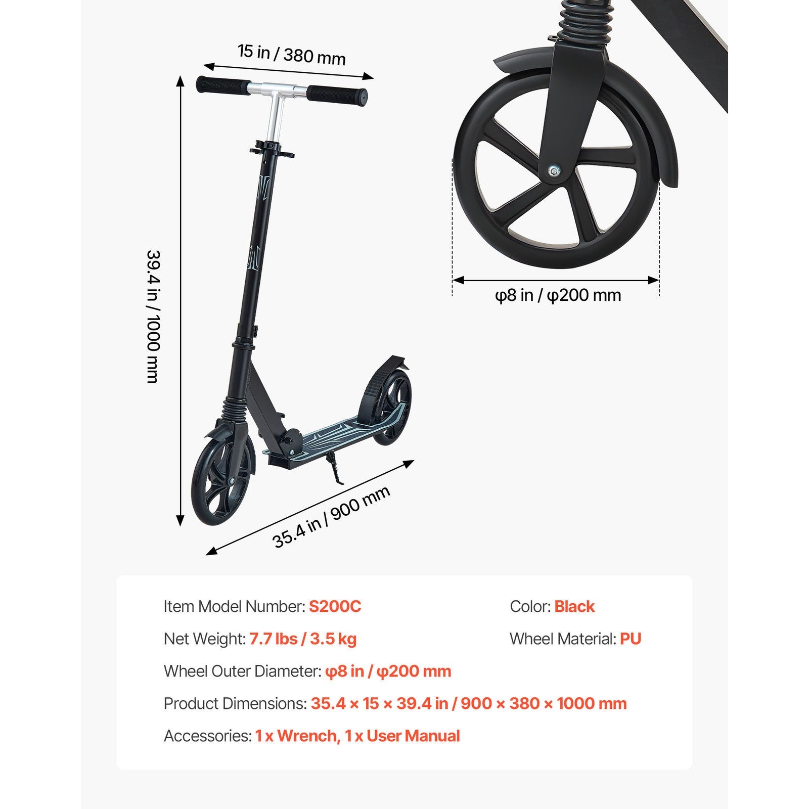 Uimoso Foldable Kick Scooter for Kids 8+, Teens, and Adults, Adjustable Height