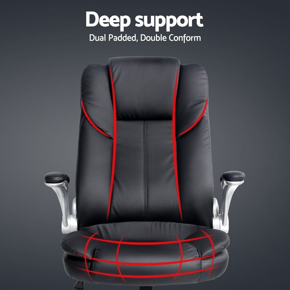 Executive Office Computer Gaming Chair PU Leather Tilt Black